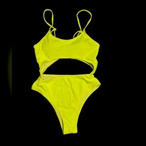 Bright yellow one piece swimsuit